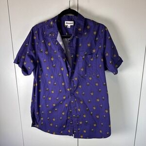 Abound Mens Blue‎ Coconut Cocktail Button Down Shirt Short Sleeve - L